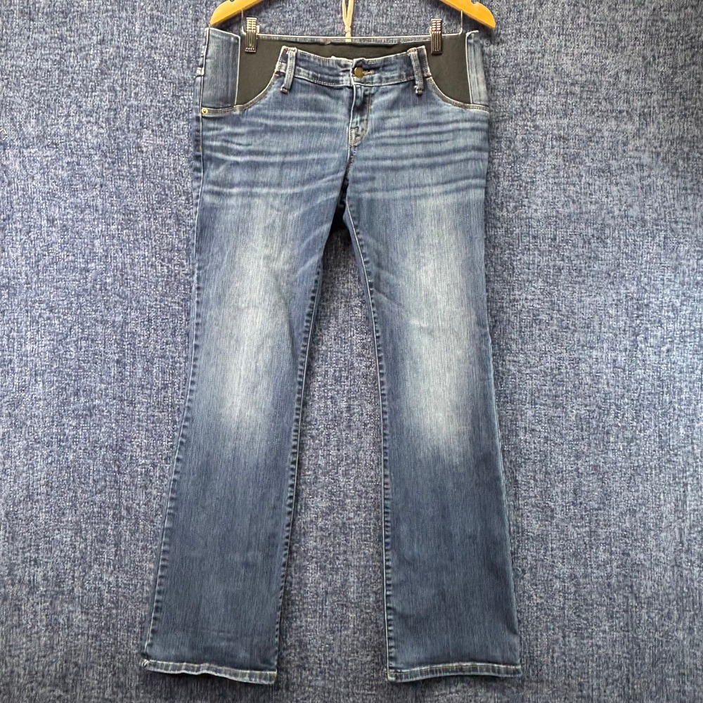 Isabel Maternity Bootcut Jeans Womens 10/30R Blue Denim Elastic Side Panels